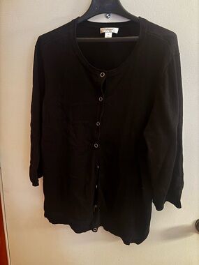 CJ Banks Black Button-Front Cardigan Sweater